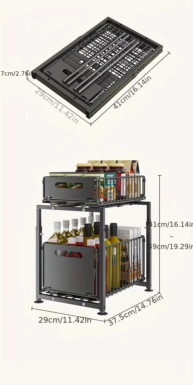 Organisateur Coulissant 2 Niveaux pour Placard & Évier
