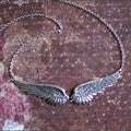 Vintage Angel Wings Feather Choker Big Pendant Aesthetic Link Chains Statement Necklace for Women Collar Bib Wedding Tribal Gift