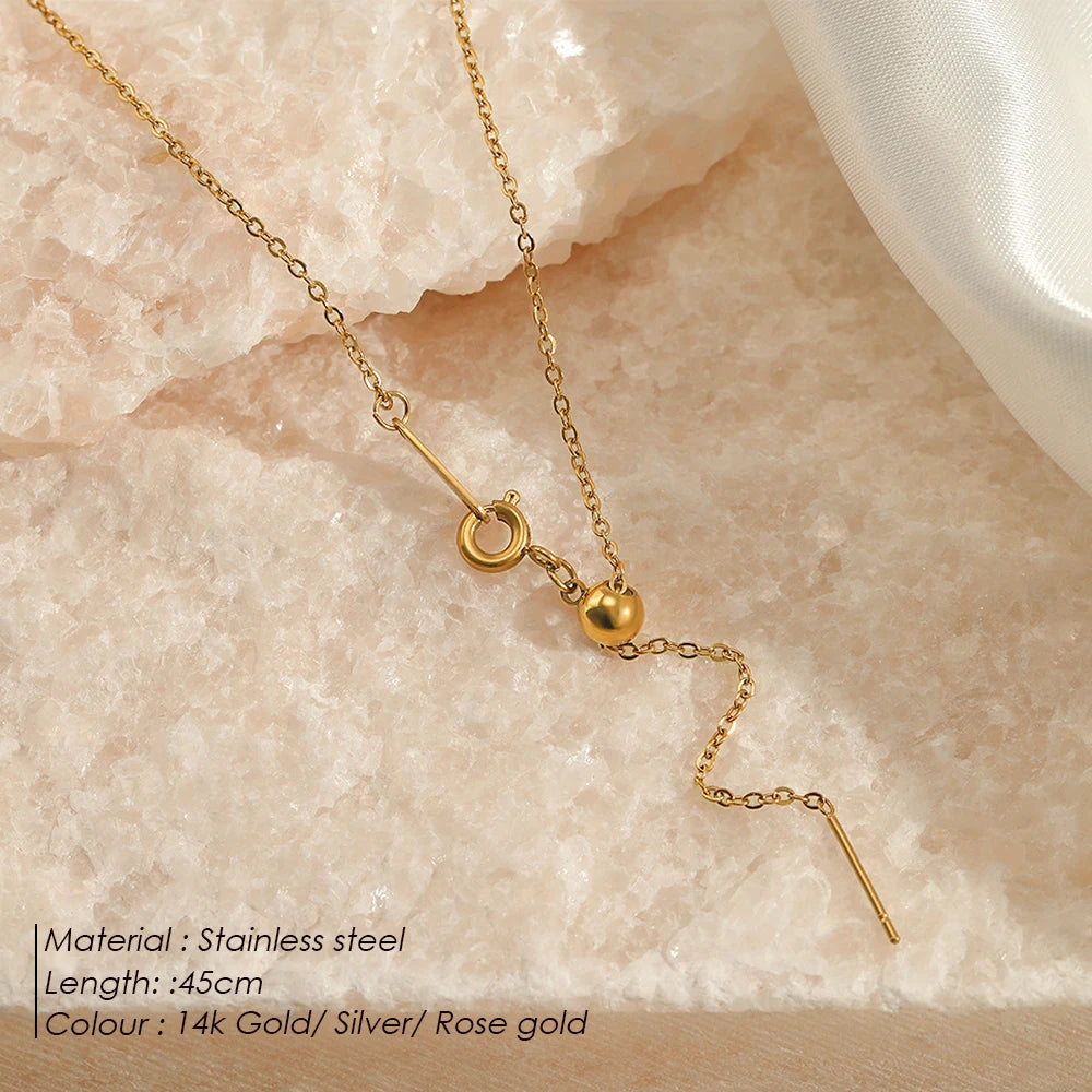EManco Adjusta Long Layered Pendant Necklace Stainless Steel Necklace Chocker Necklaces for Women Fashion Jewelry YX26925