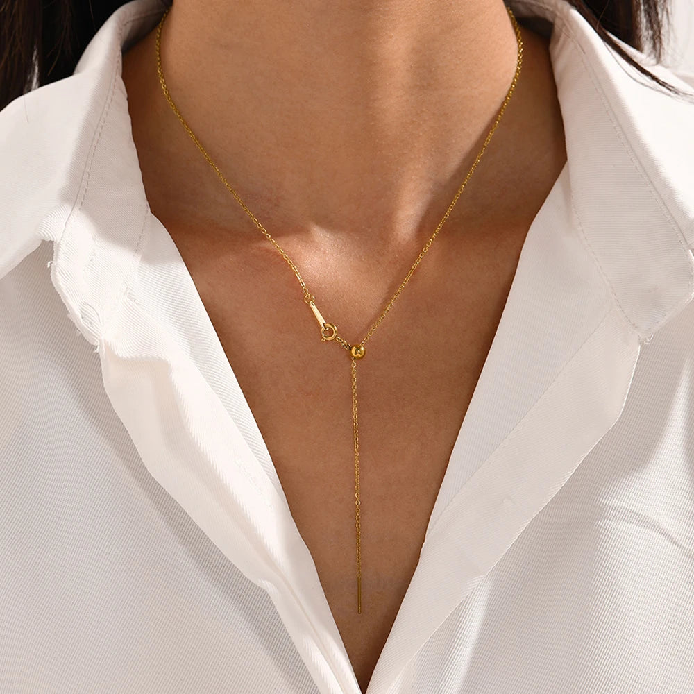 EManco Adjusta Long Layered Pendant Necklace Stainless Steel Necklace Chocker Necklaces for Women Fashion Jewelry YX26925