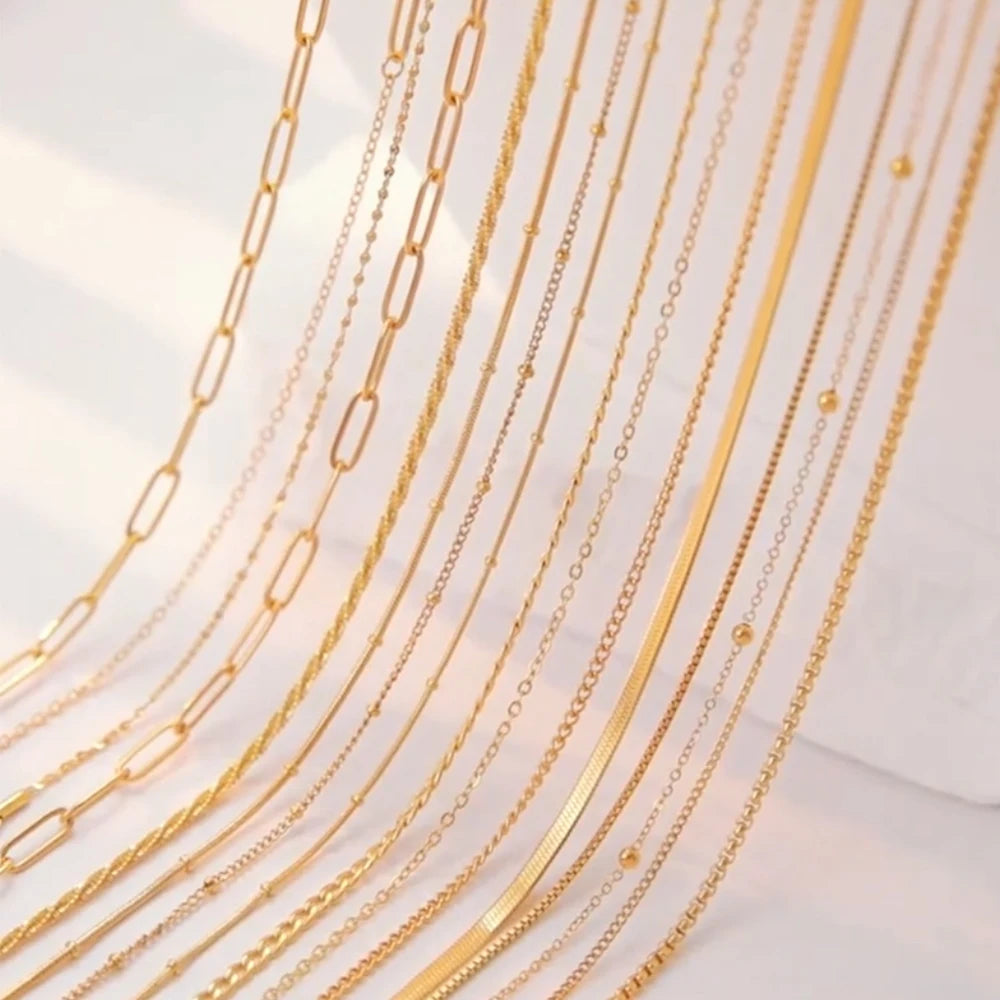 Collier chaîne maille dorée en acier inoxydable