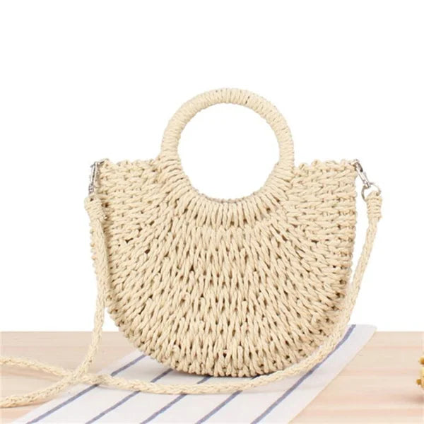 Sac bandoulière demi-lune en paille pour femme – vue 10