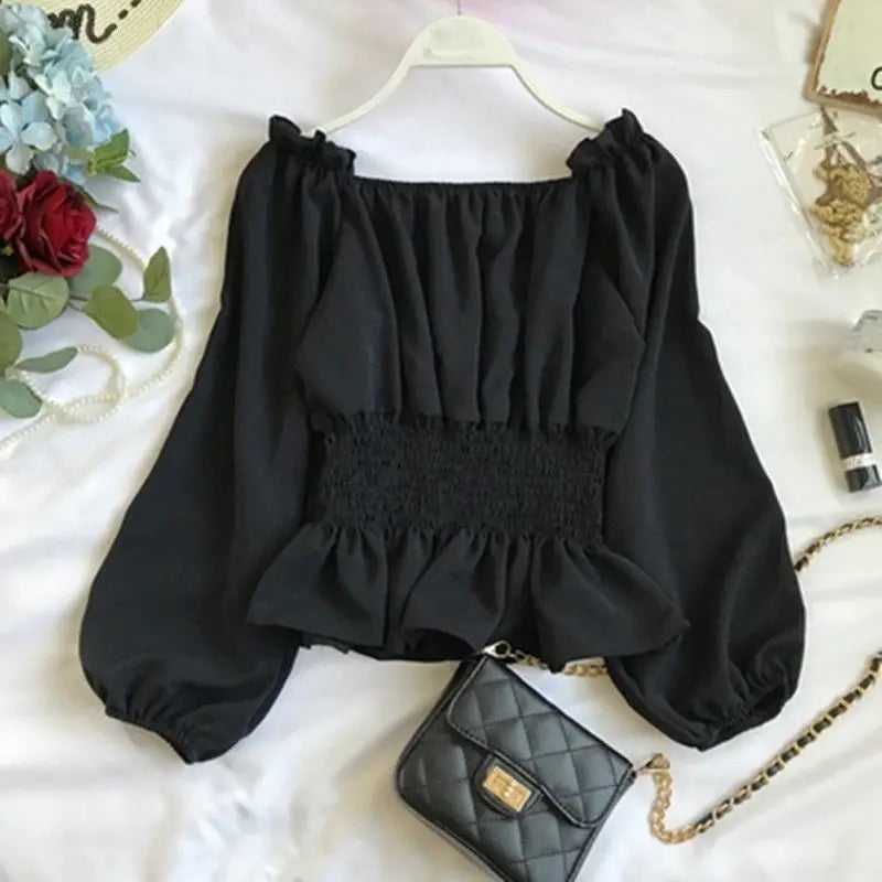 Blouse en mousseline épaules dénudées à volants femme – vue 4