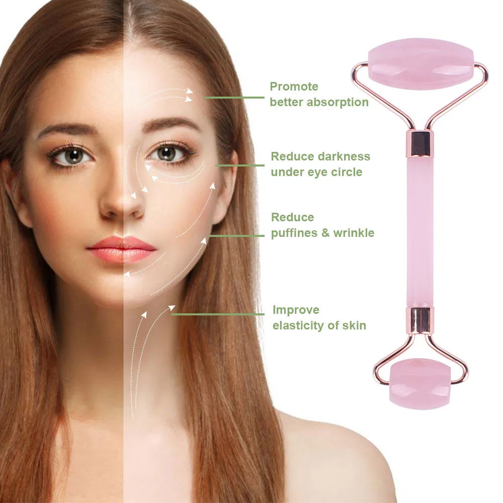 Rouleau de Jade Résine Rose & Gua Sha Quartz Rose