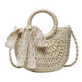 Sac bandoulière demi-lune en paille pour femme – vue 9