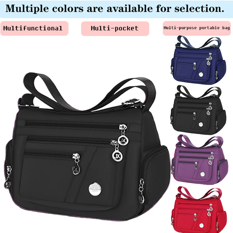 Sac bandoulière en nylon multi-poches de voyage