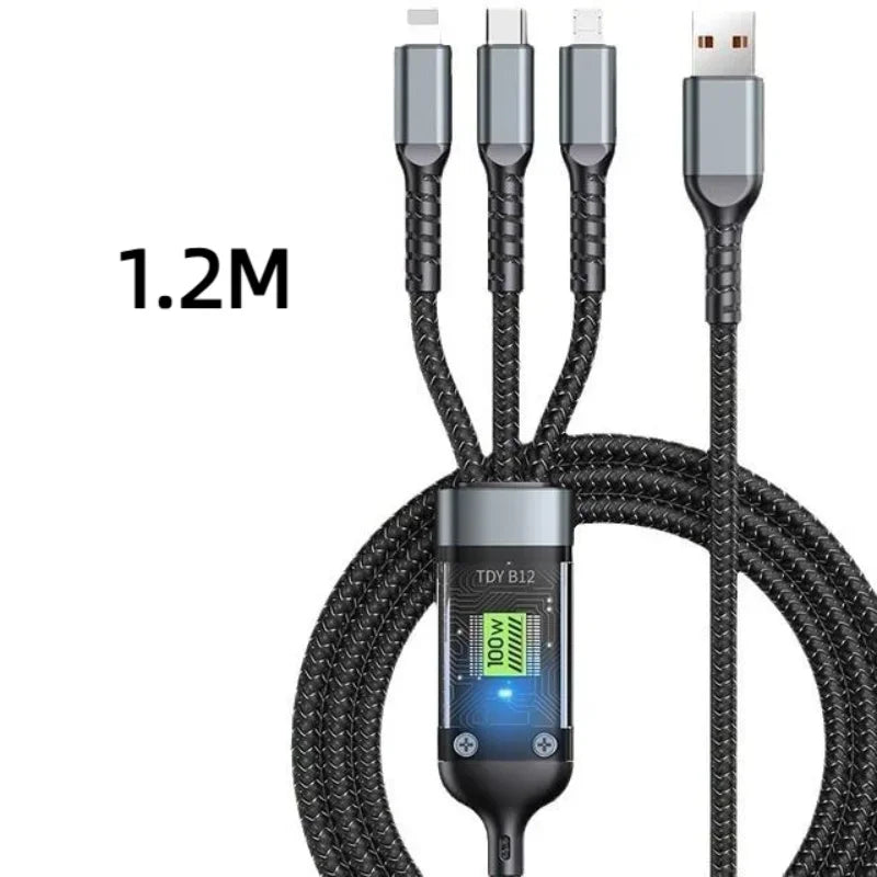 Câble de charge 3-en-1 100W USB-C Micro Lightning – vue 7