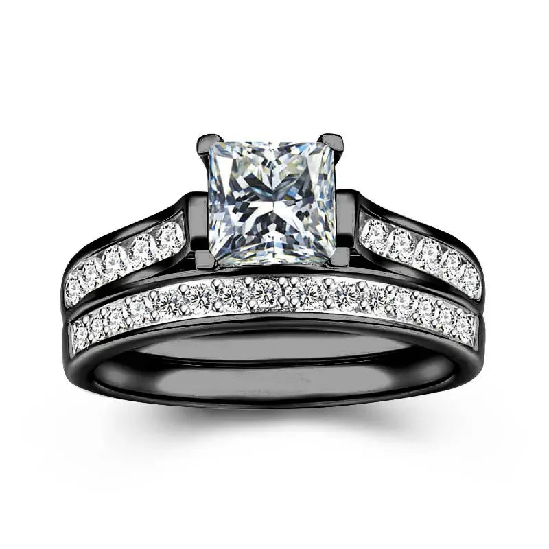 VELUROArt Set Bagues Couple Acier Inoxydable Zirconia
