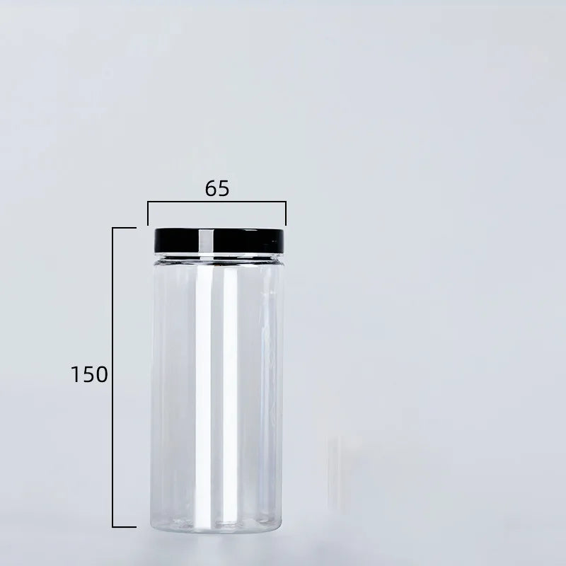Bocaux à Épices PET Transparents Couvercle Noir