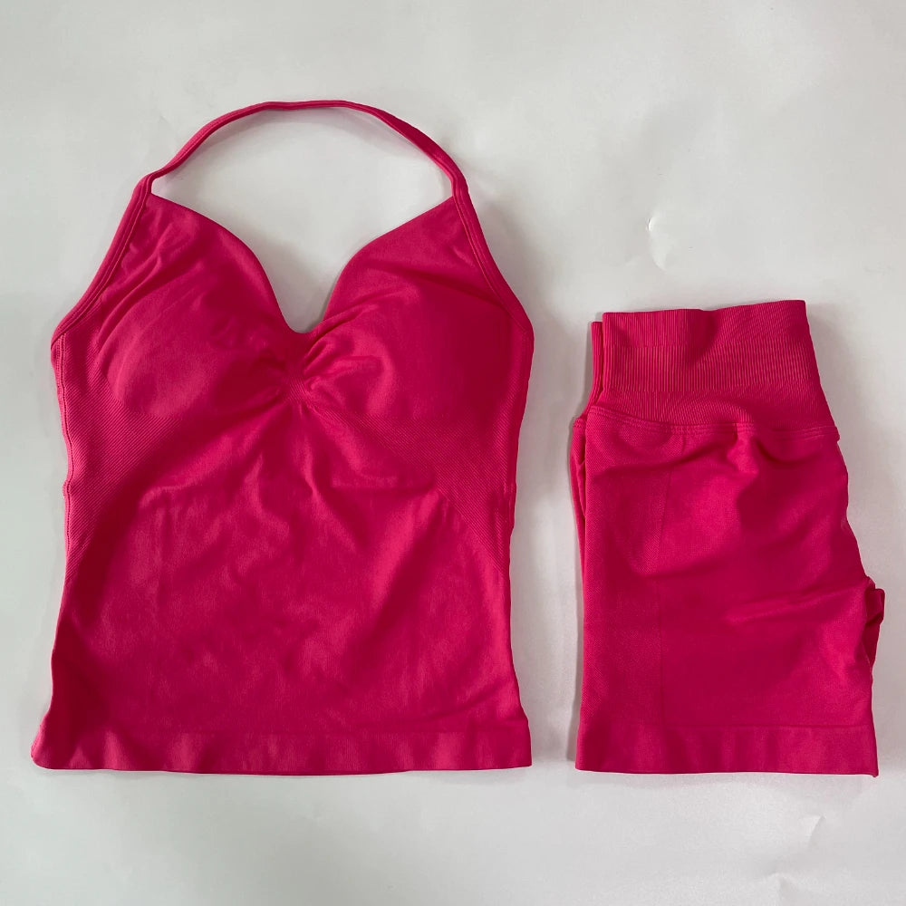 Ensemble de gym 2 pièces femme débardeur et short – vue 3