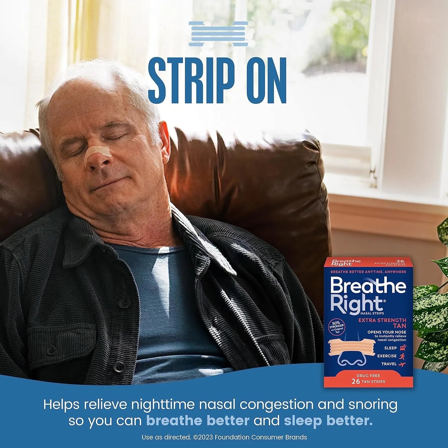Nasal Strips Extra Strength Tan Nasal Strips,Stop Snoring,Drug-Free Snoring Solution & Instant Nasal Congestion