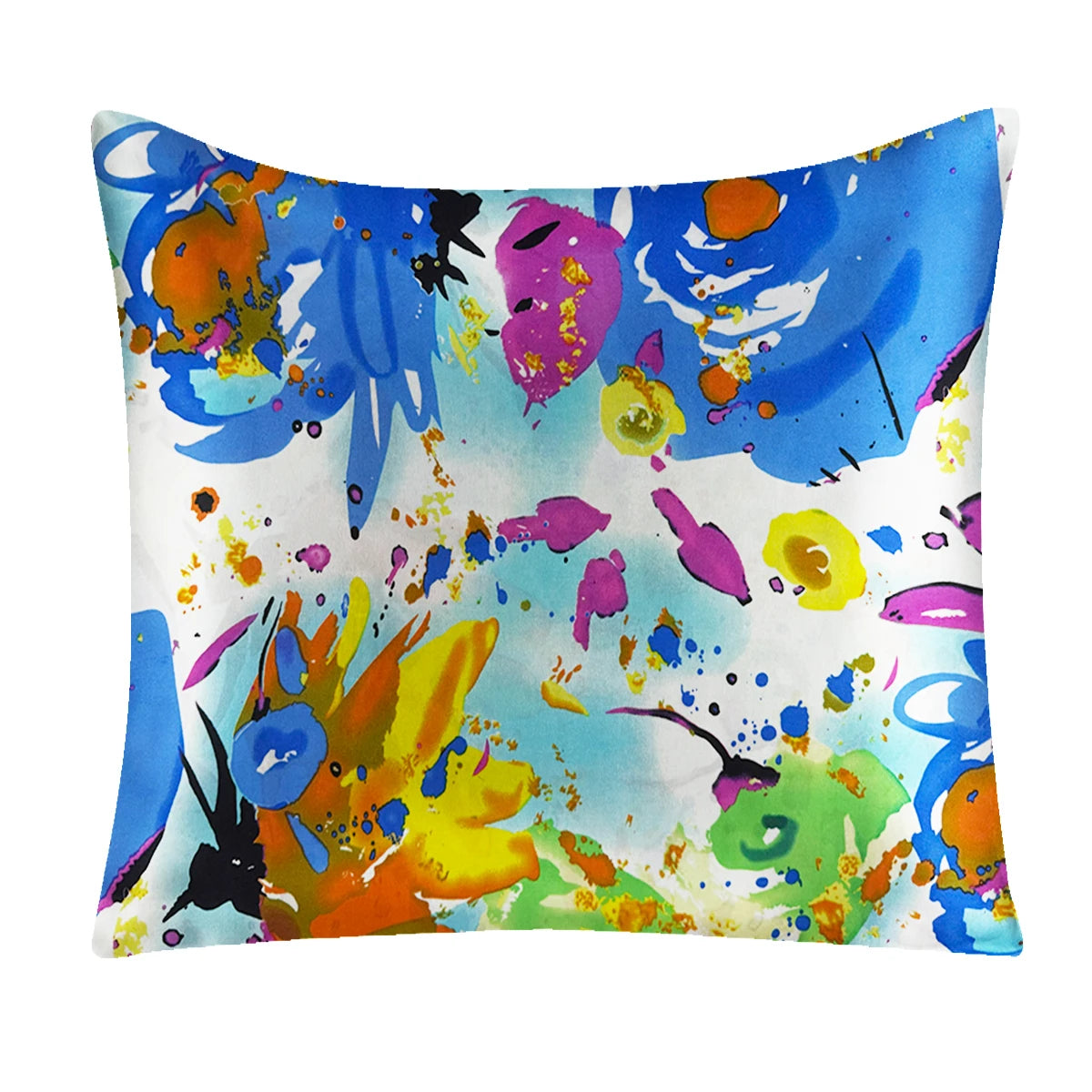 Housse de Coussin en Soie Florale Réversible