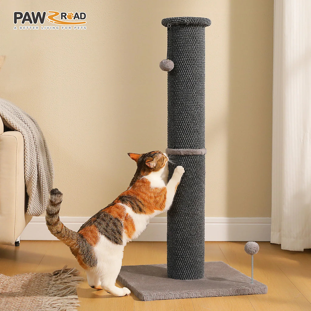 Tall Cat Scratching Posts for Indoor Cats Adults Large Cat Scratcher with Thicker Scratching Posts Dangling Ball Reinforced Stable Base Heavy Duty Scratching Post Cat Toy