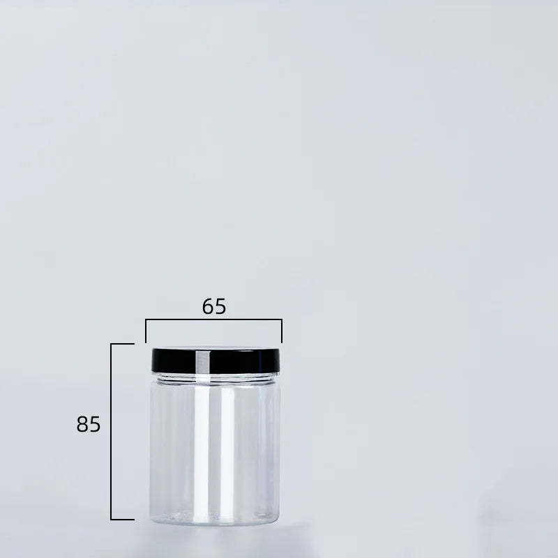 Bocaux à Épices PET Transparents Couvercle Noir