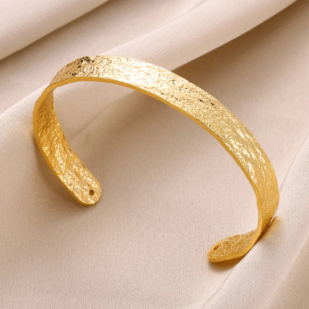 VELUROArt Bracelet Jonc Large Femme Acier Inoxydable Doré