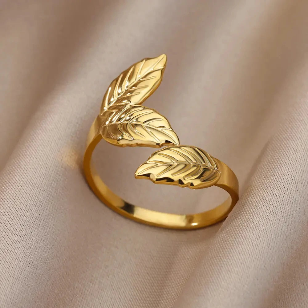 VELUROArt Bague Femme Acier Doré Classique
