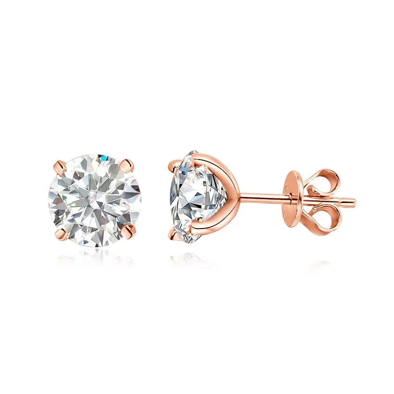 VELUROArt Puces Femme Argent 925 Moissanite Or Rose