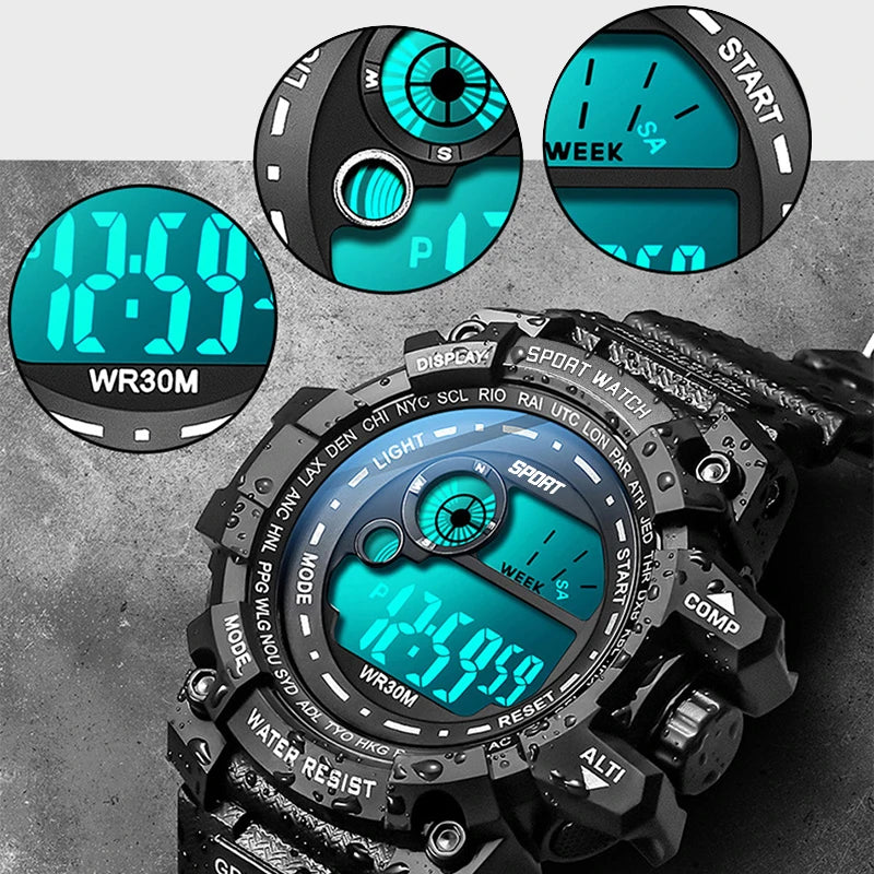 Montre digitale LED militaire pour homme – vue 2