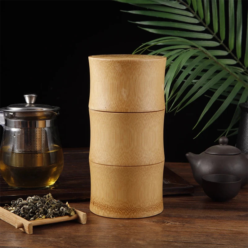 Boîte de Rangement en Bambou Naturel - Thé & Épices