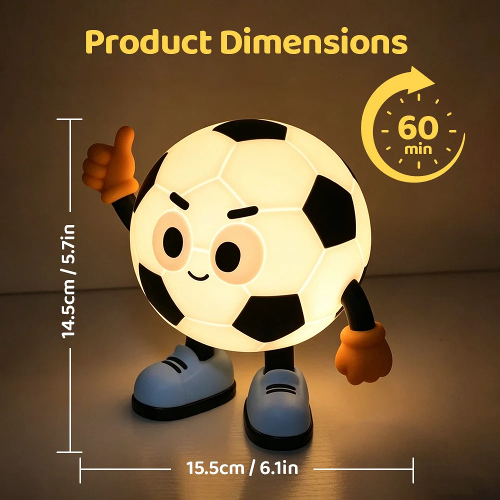 Soccer Night Light Silicone Football Lamp 2-Level Dimmable Rechargeable RGB Portable Nursery Sleeping Lamp For Bedroom Decor