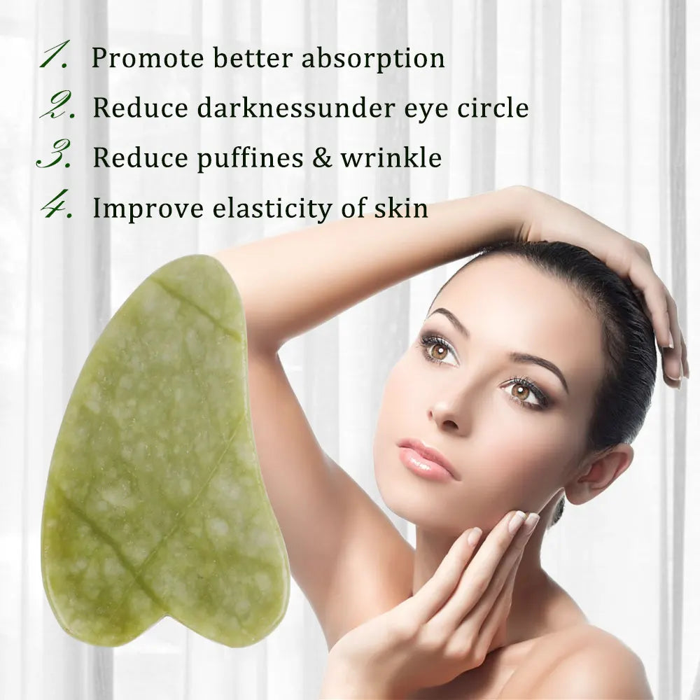 Natural Rose Jade Roller Face Massage Gua Sha Board Crystal Stone Jade Massager Body Facial Eye Scraping Acupuncture Face Lift