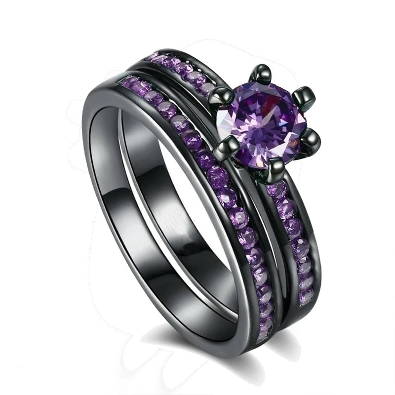 VELUROArt Set Bagues Couple Acier Inoxydable Zirconia