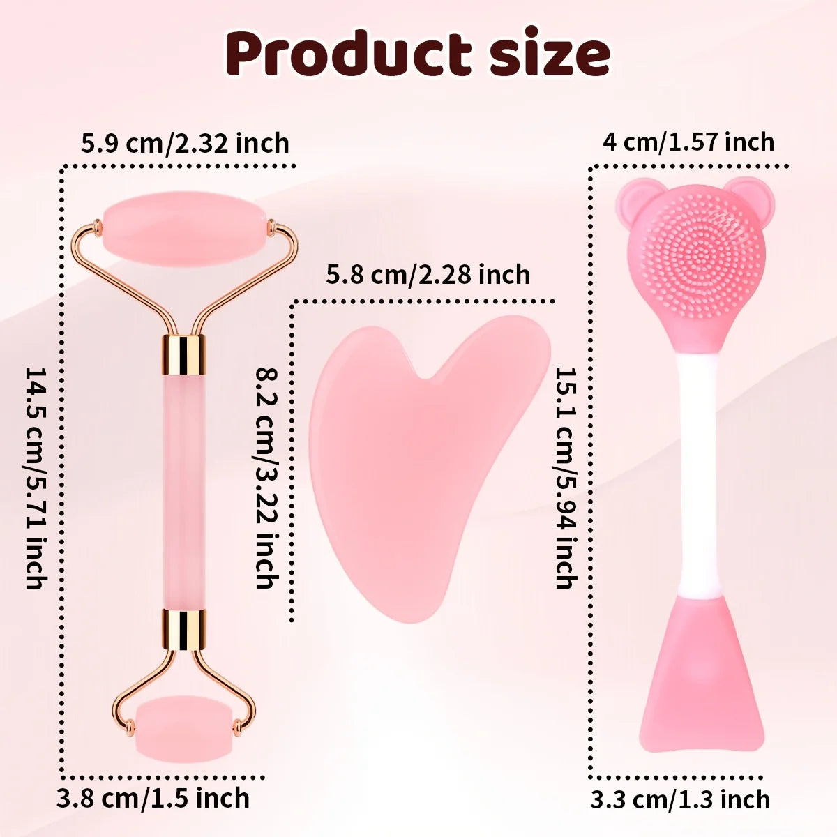 Set Rouleau de Jade & Planche Gua Sha Quartz Rose