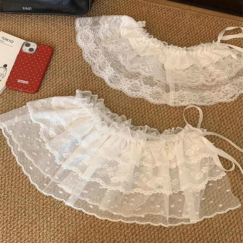 Jupe courte en dentelle superposée pour femme – vue 4