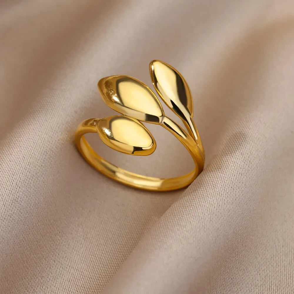 VELUROArt Bague Femme Acier Doré Classique