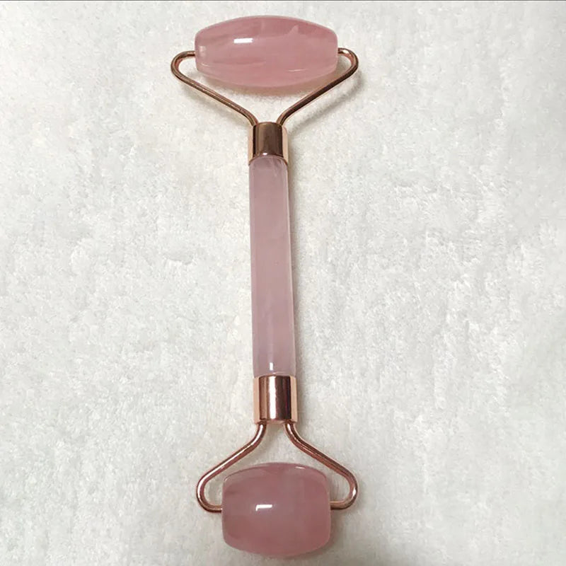 1Pc Pink Resin Jade Roller for Face - Jade Gua Sha Rose Quartz Face Roller for Aging Wrinkles and Puffiness Massage Set