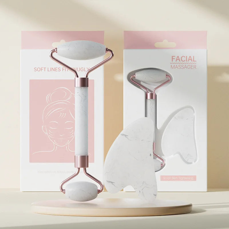 Masseur Visage & Cou Rouleau + Gua Sha Double Embout