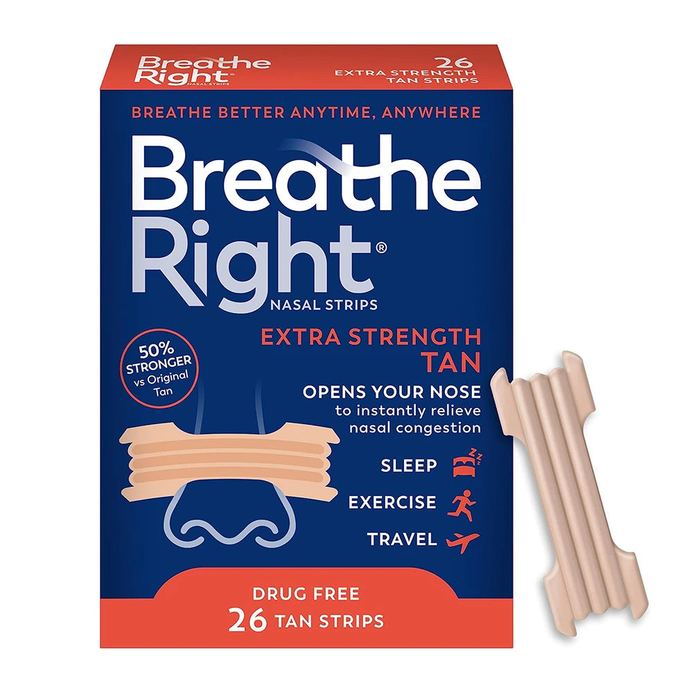 Nasal Strips Extra Strength Tan Nasal Strips,Stop Snoring,Drug-Free Snoring Solution & Instant Nasal Congestion