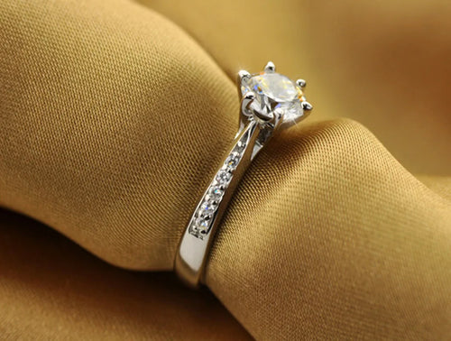 VELUROArt Bague Femme Argent 925 Diamant Imitation