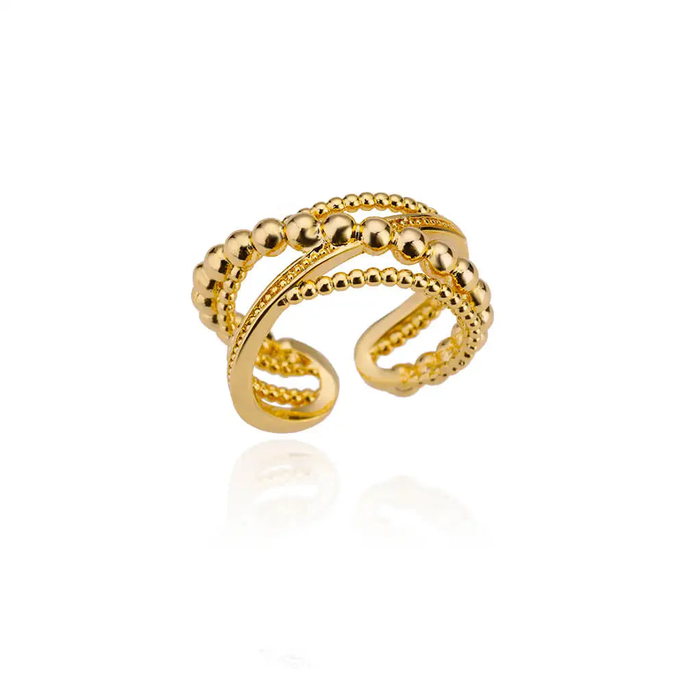 VELUROArt Bague Femme Acier Doré Classique