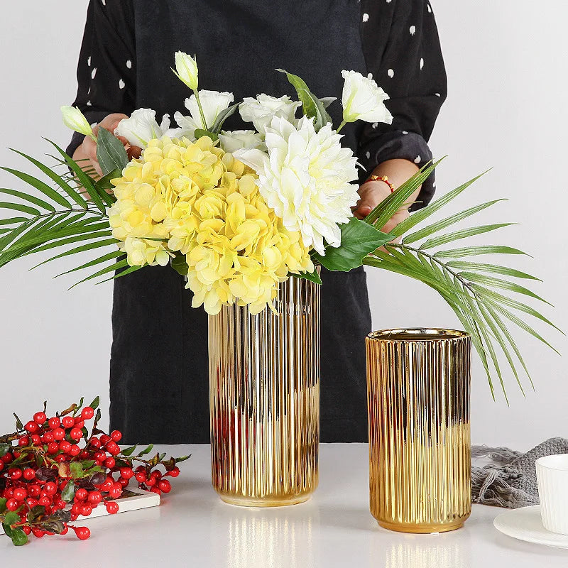 Vase en céramique nordique doré – vue 4
