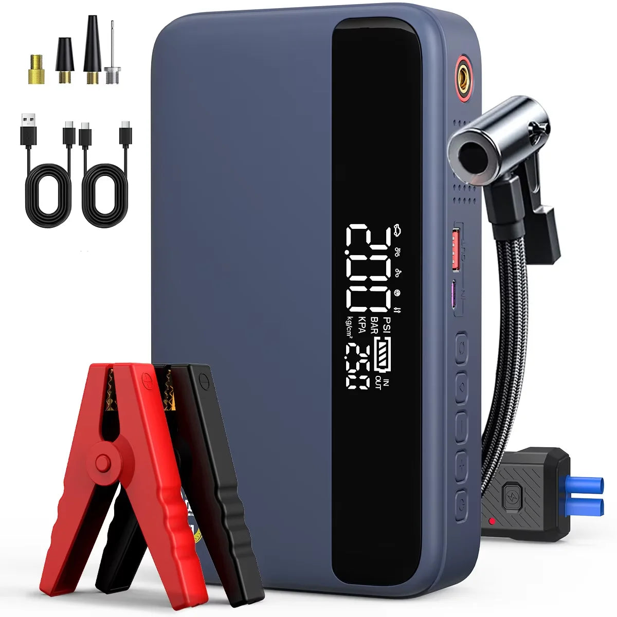 Démarreur de Batterie 3-en-1 + Gonfleur 150PSI (26800mAh)
