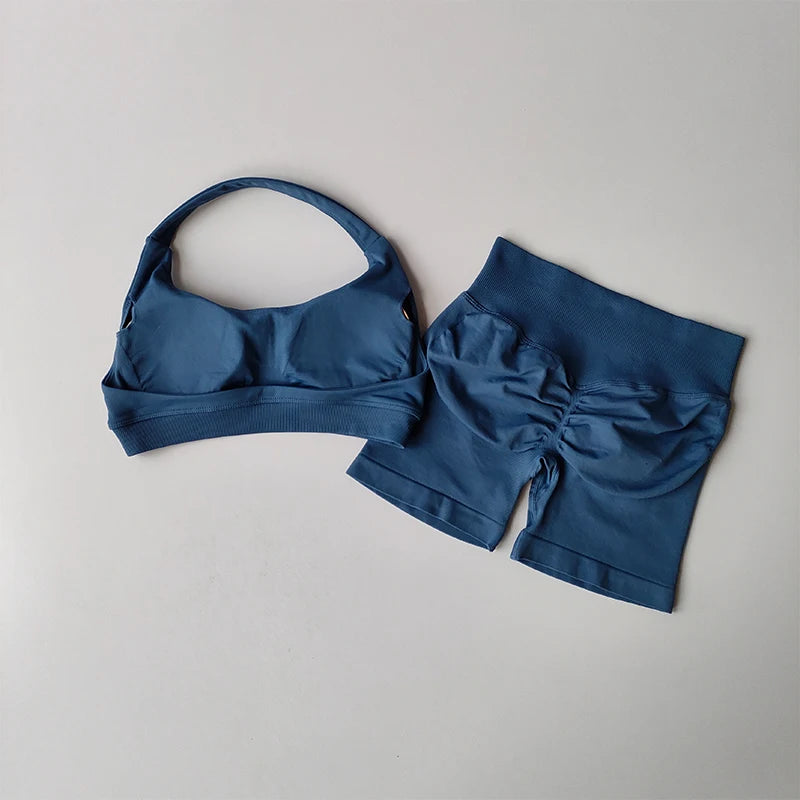 Ensemble de sport femme brassière dos nu et short – vue 2