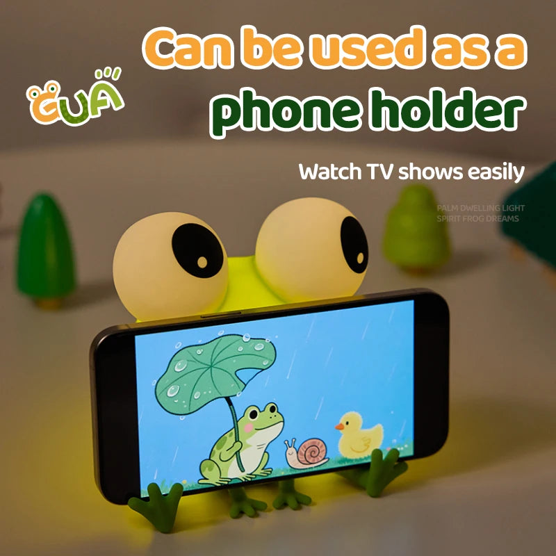 Frog Night Light for Kids 3 Brightness Dimmable Silicone Night Light For Nursery Room Rechargeable Touch Control Beside Lamp