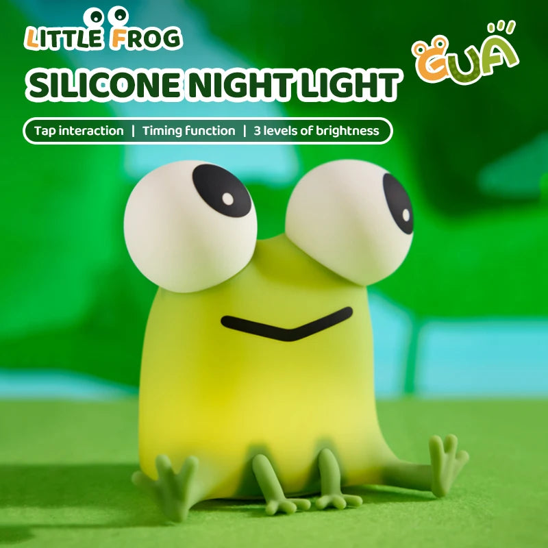 Frog Night Light for Kids 3 Brightness Dimmable Silicone Night Light For Nursery Room Rechargeable Touch Control Beside Lamp