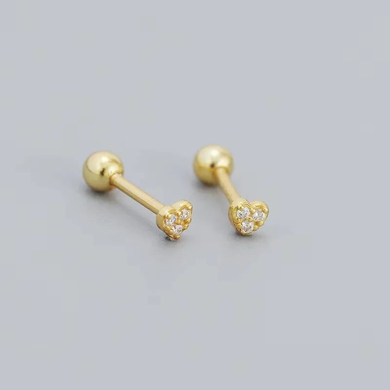 VELUROArt Puces Femme Acier Hypoallergénique Cœur Zircon