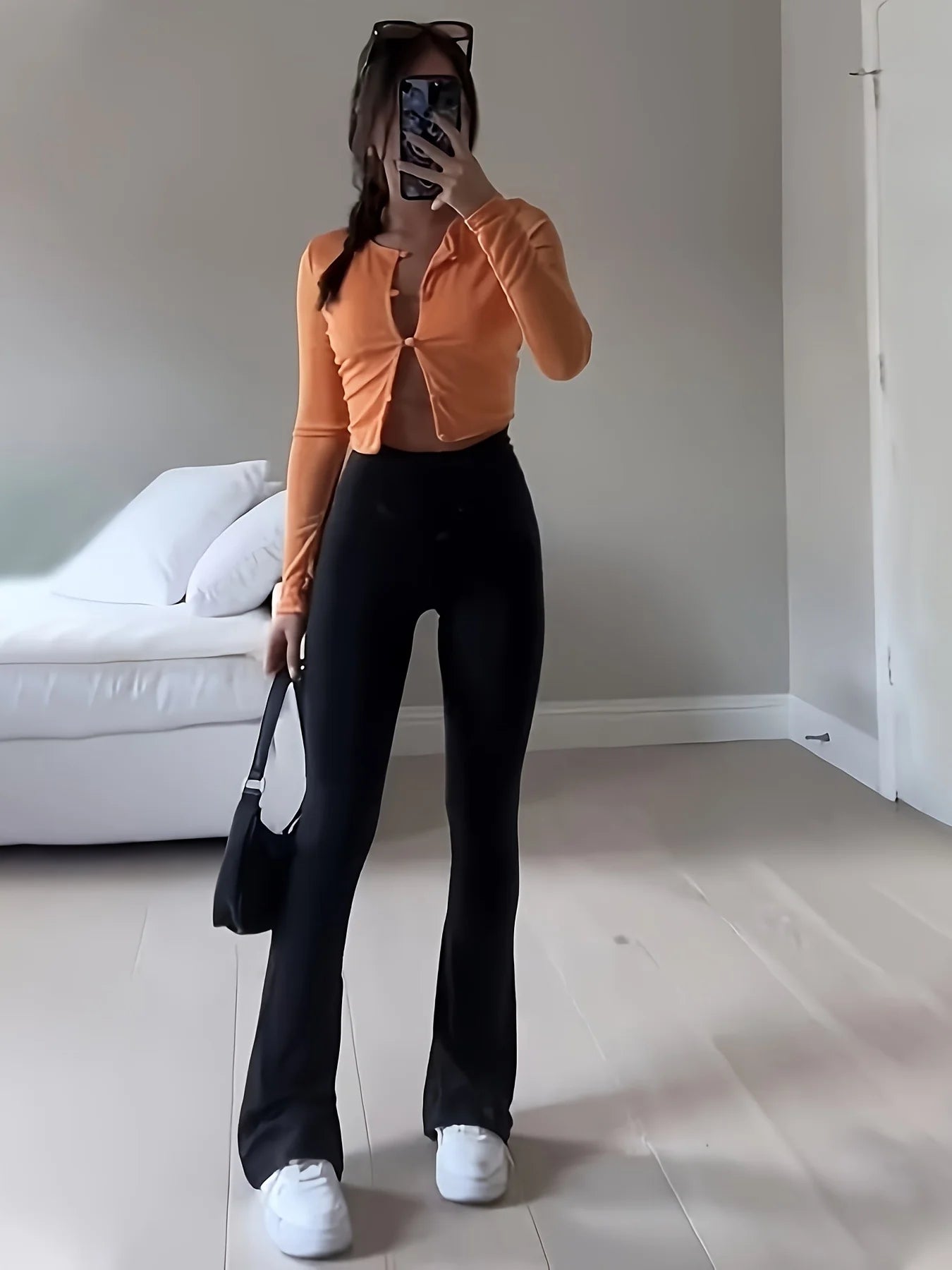 Pantalon Évasé Taille Haute Femme (Bootcut)