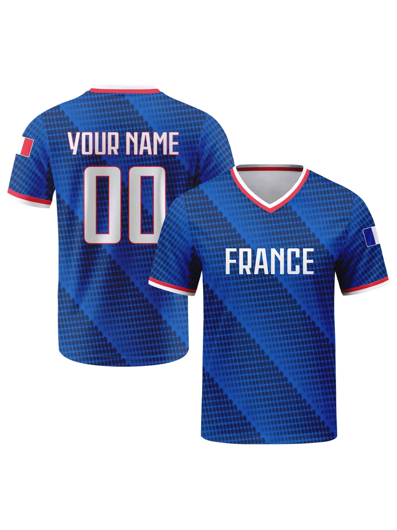 Maillot de Football Personnalisable France | Nom + Numéro | Respirant Col en V | Supporter 2026