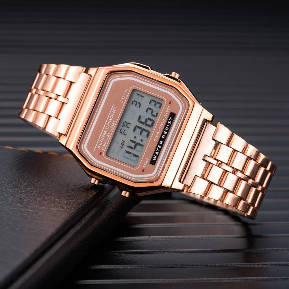 Montre digitale LED en acier élégante pour homme – vue 3
