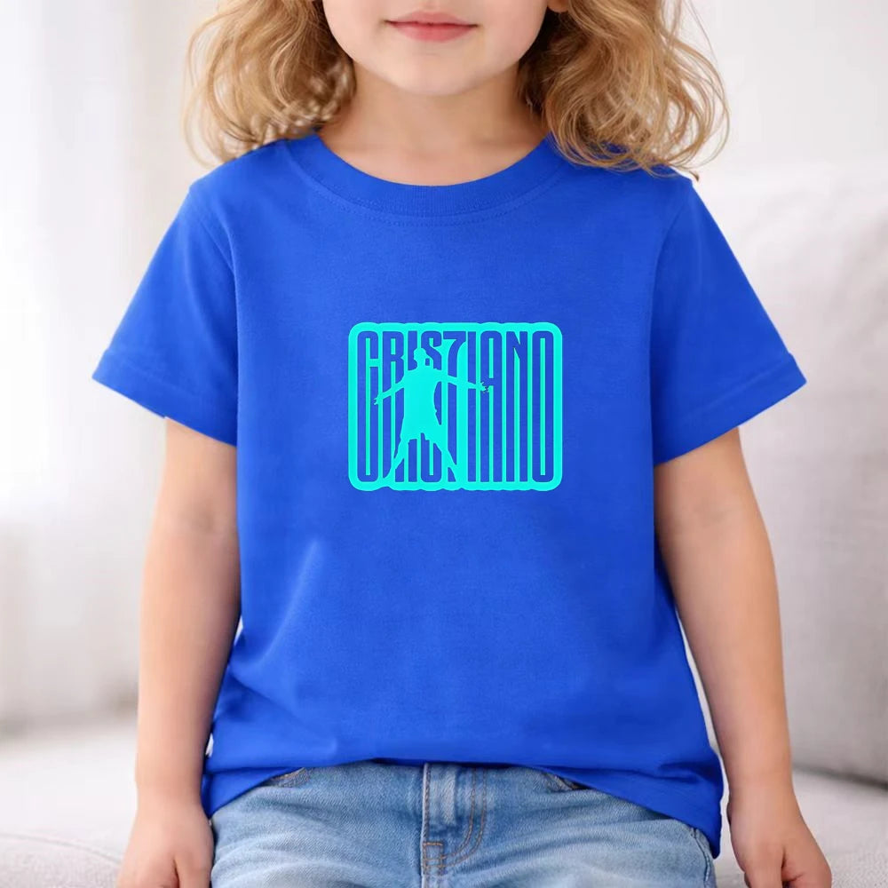 Children Summe cool Clothing Football Player No. 7 Short-sleeved T-shirt+Shorts black Boys Girls 3-12Yrs Toddler Sports Set