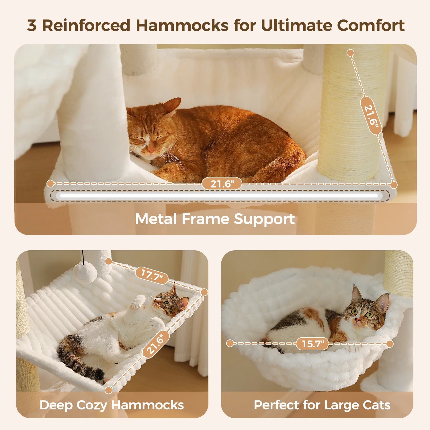 Multi-Level Cat Tree with Spacious Condo Thick Sisal Scratching Posts Oversized Top Perch Tall Cat Tower for Indoor Large Cats