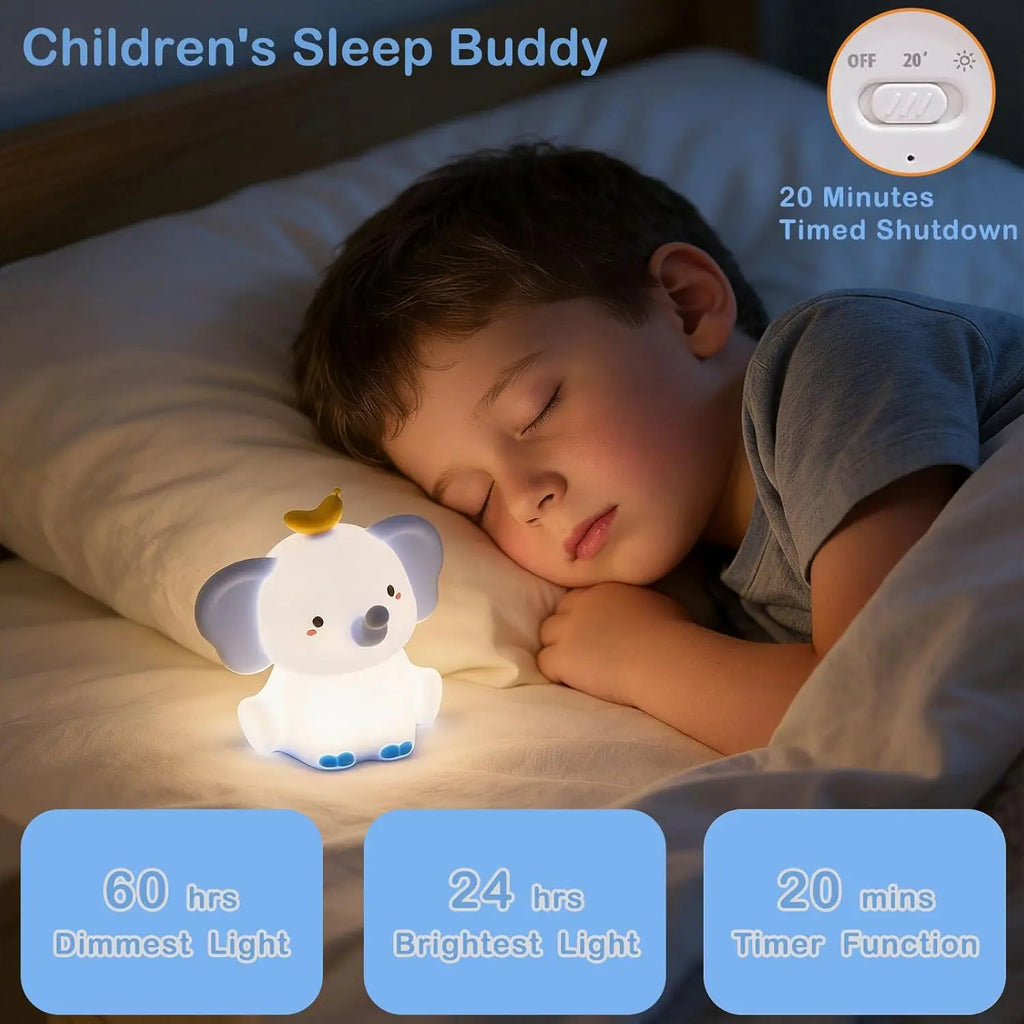 Elephant Cute Night Light Rechargeable Bedside Nightlight Dimmable Squishy Sleeping Lamp For Baby Room Decor