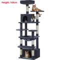 Multi-Level Large Cat Tree with Sisal-Covered Scratching Posts Cozy Condos Spacious Hammock Tall Cat Tower for Indoor Cat Toys