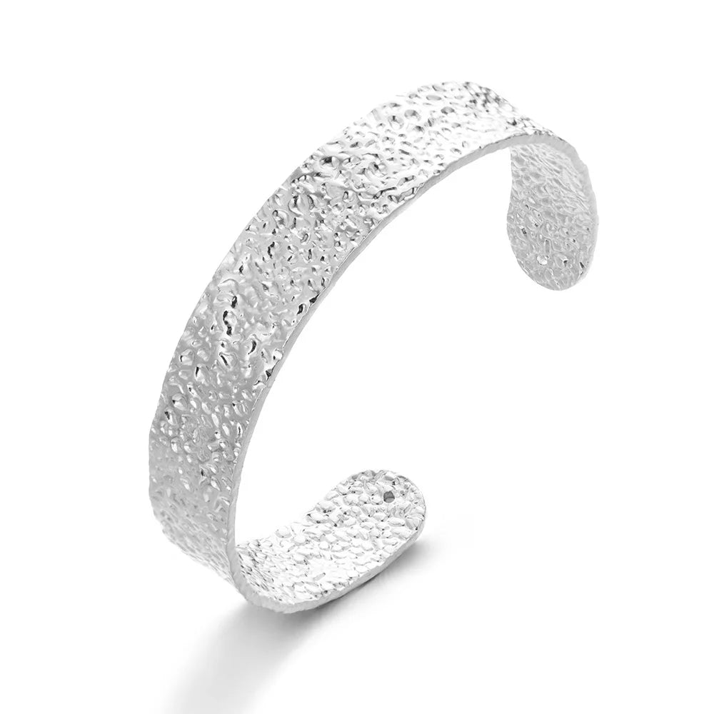 VELUROArt Bracelet Jonc Femme Acier Doré Texturé