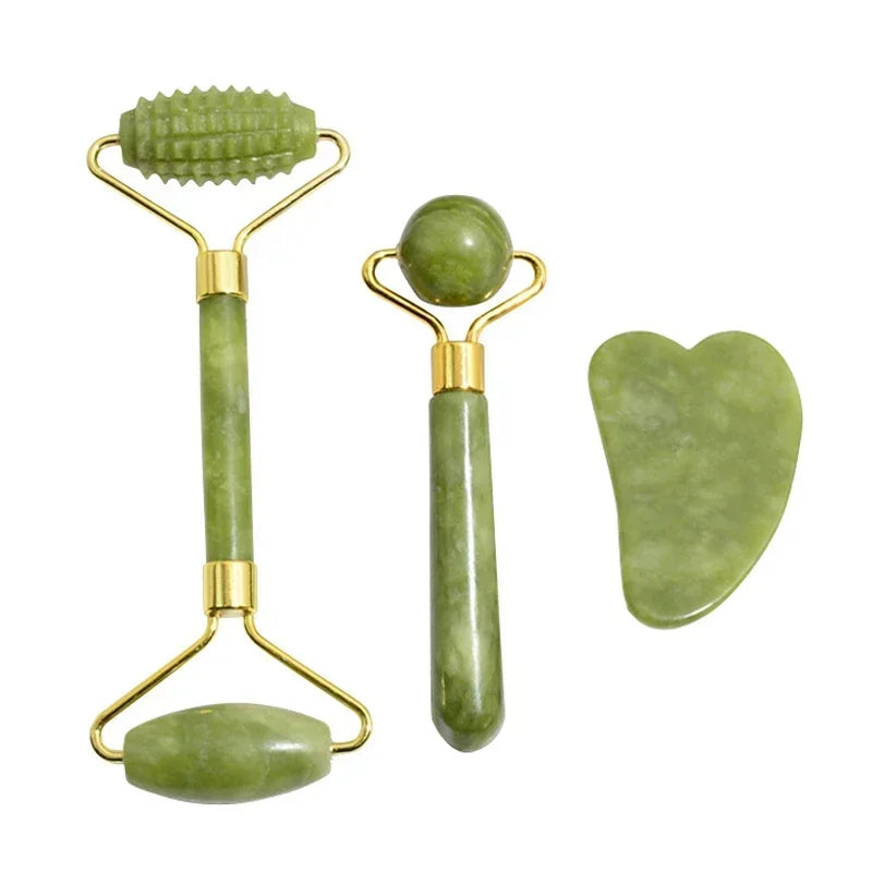 Rouleau de Jade Naturel Gua Sha - Massage Liftant Visage