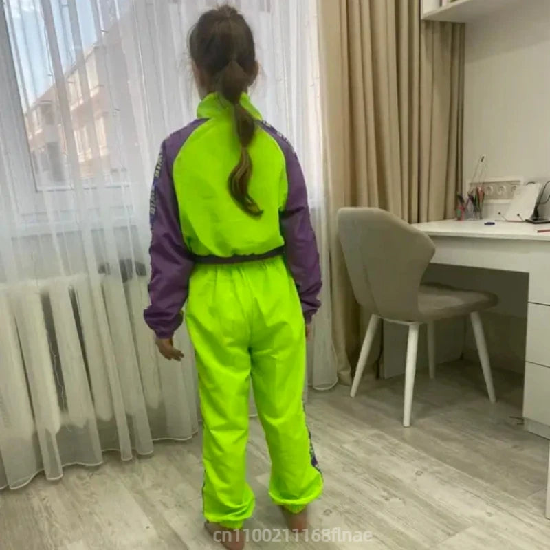 Girls' Jazz Dance Costumes, Children's Street Dance Hip-hop Sets, Girls' Runway Shows, Crop Tops, Fluorescent Clothing